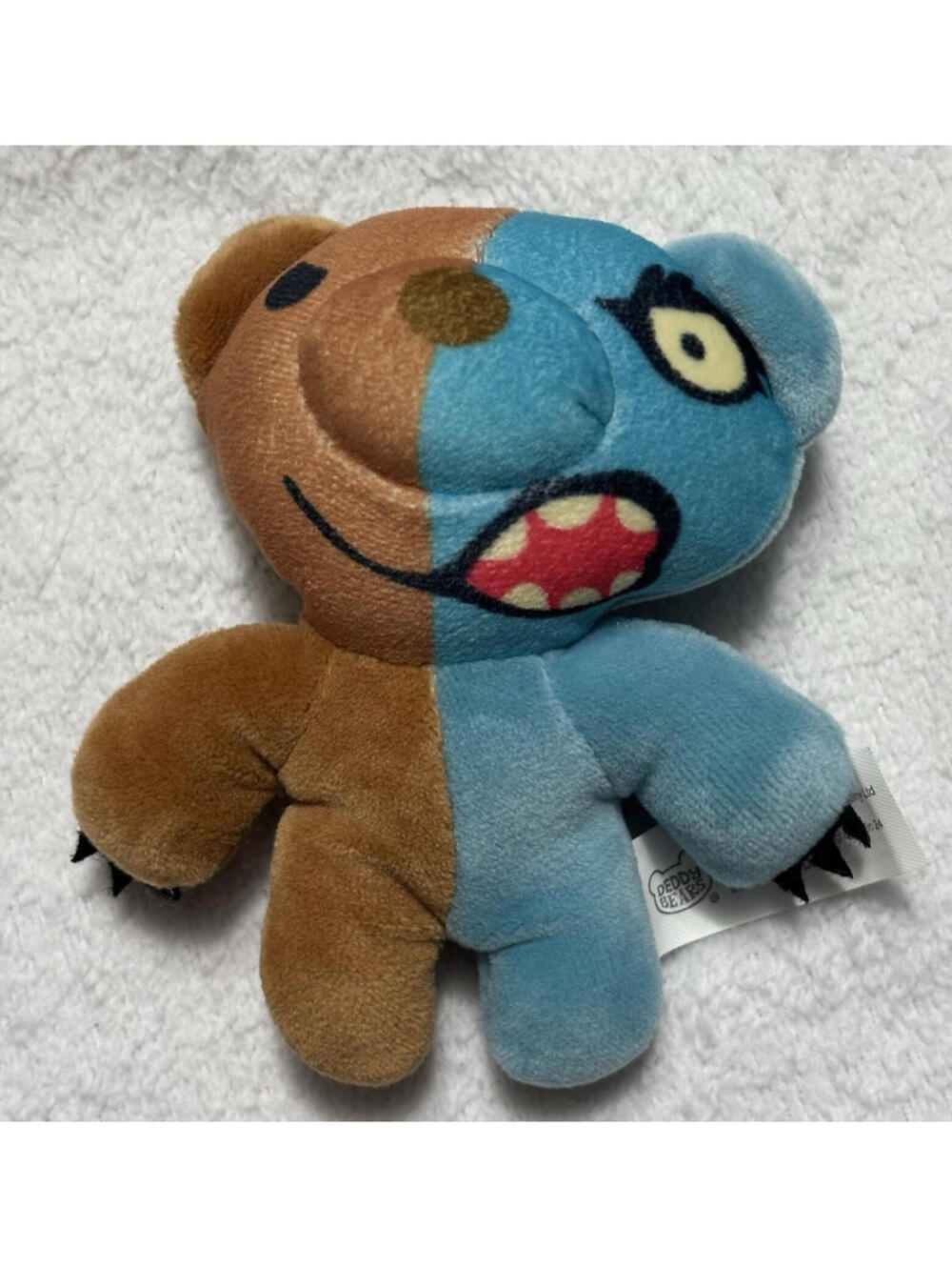 Deddy Bears Brown and Blue Plush Bear 2024 Yellow Eyes 4 inches || pre-owned